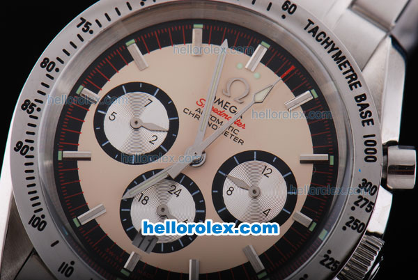 Omega Speedmaster Chronometer Automatic with Beige Dial and White Graduated Bezel- White Marking - Click Image to Close
